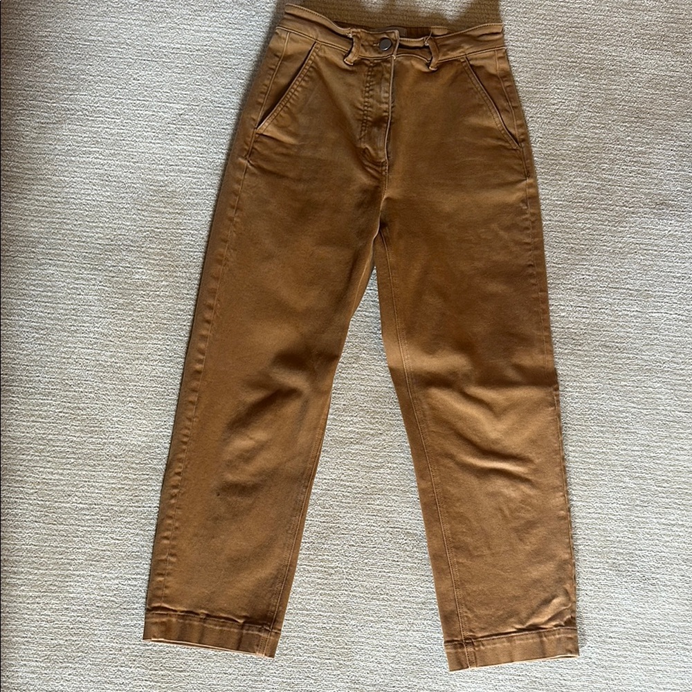 Everlane Brown High-Waisted Straight Leg Pants